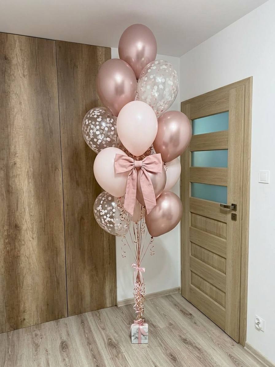 Фонтан шаров «Розовое золото»